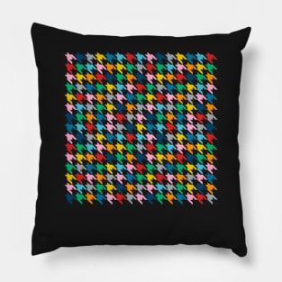 Houndstooth Rainbow Black Pillow