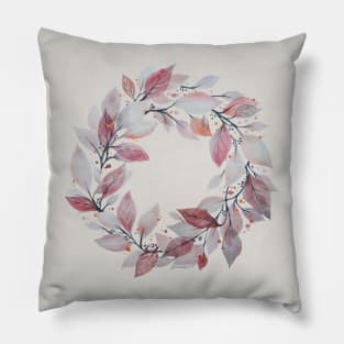 Watercolor Botanical Leaf Wreath Pillow