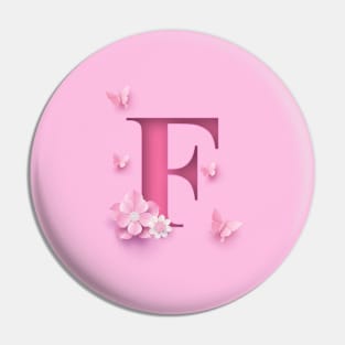 F Letter Personalized, Pink Minimal Cute Design, Birthday Gift, Christmas Gift, Pin