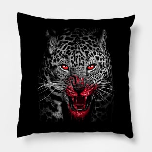 Predatory leopard full of blood Pillow