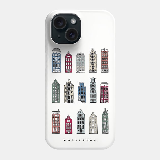 Colorful Amsterdam Houses, Netherlands. Realistic illustration. Phone Case by ArchiTania