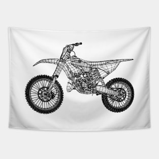 YZ 125 Bike Blueprint Sketch Art Tapestry