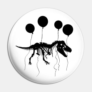 T rex fossil fly with balloon Black shadow Pin