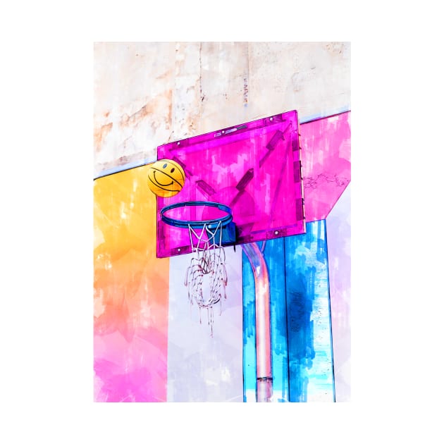 Smiley Basketball Going In Hoop Paris France by ColortrixArt