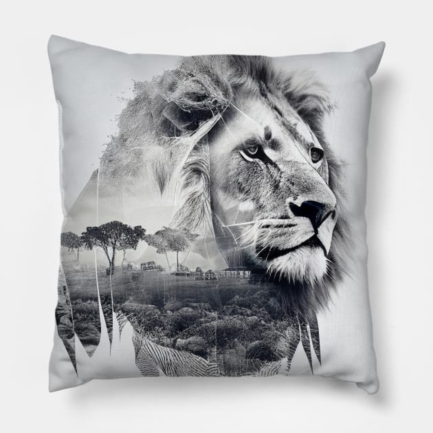 Lion Nature Outdoor Imagine Wild Free Pillow by Cubebox