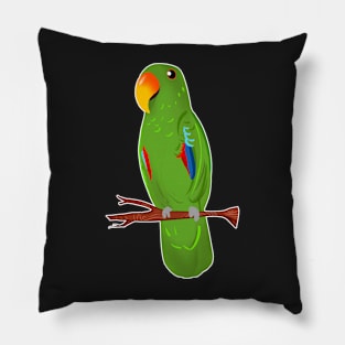 Ekkie Cute green Eclectus Parrot for parrot lovers Pillow