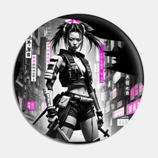 Japanese Style Girl Futuristic Pin