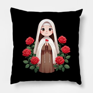 St Therese of Lisieux Little Flower Rose Catholic Saint Pillow