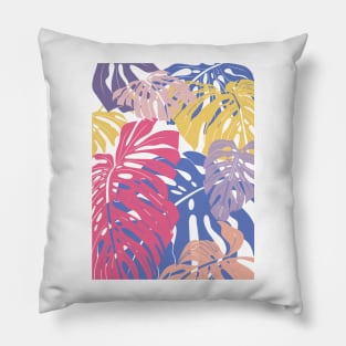 Abstract Colorful Monstera Leaves 21 Pillow