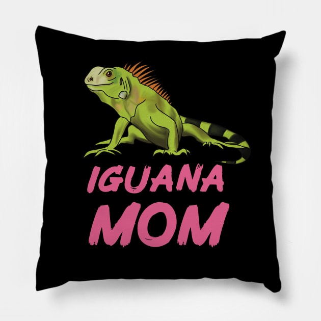 Iguana Mom for Iguana Lovers, Pink Pillow by Mochi Merch