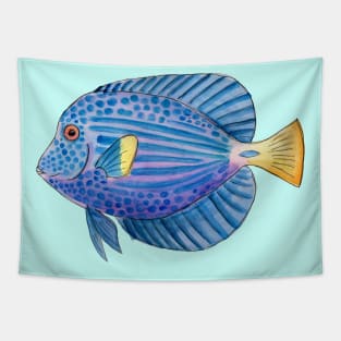 Aquarium Purple Tang Fish in Watercolor Tapestry