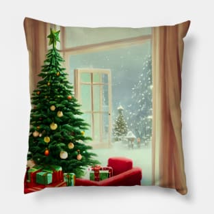 Christmas Eve with Joy of Love and Blessed This Year with Christmas Trees Warm Wishes Pillow