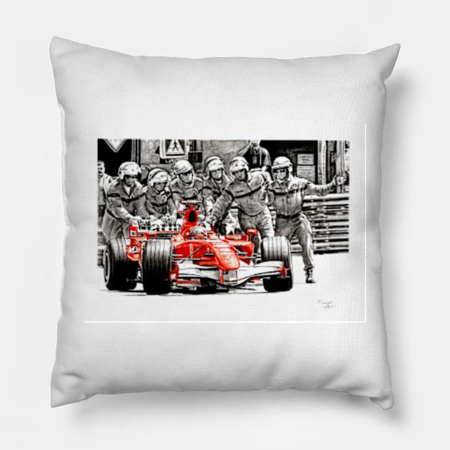 Michael Schumacher, Ferrari 248F1, Monaco Pillow by oleynik