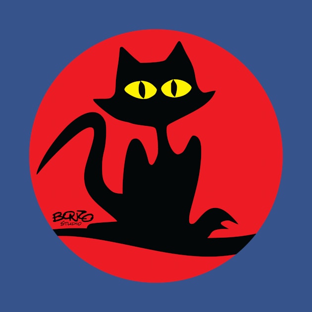 Cat on Red 1 by BonzoTee