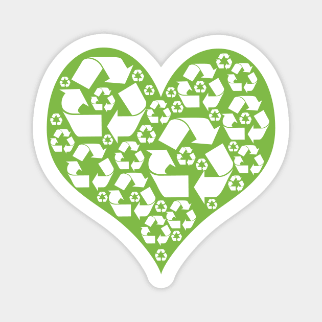 Green Heart Recycle Magnet by oddmatter