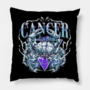 Cancer Zodiac Sign Bootleg Retro Hiphop Astrology Birthday Pillow