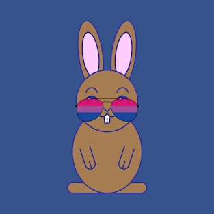 Cute Bunny Rabbit Sunglasses Bi Pride Flag T-Shirt