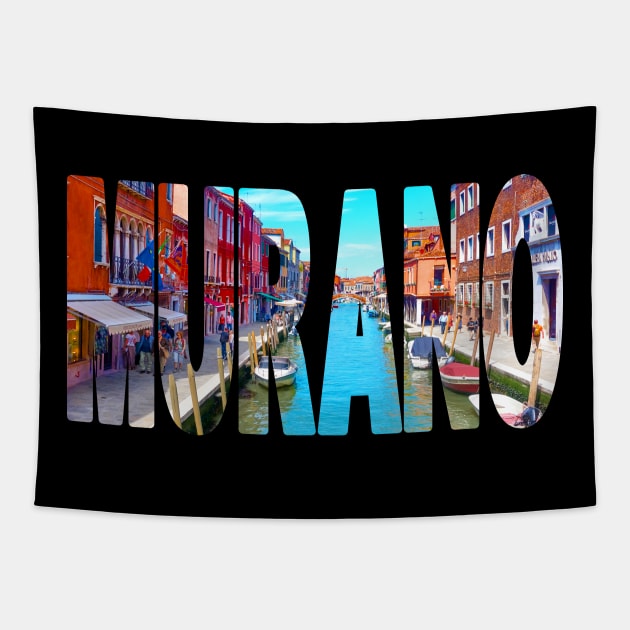 MURANO - Italy Canal with shops Tapestry by TouristMerch