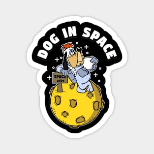 Dog in space funny retro vintage Magnet