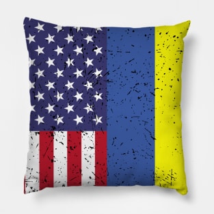 UKRAINIAN ROOTS TSHIRT | Half American Flag | UKRAINE Pillow