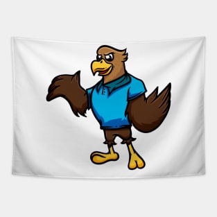 Cute Anthropomorphic Human-like Cartoon Character Peregrine Falcon in Clothes Tapestry