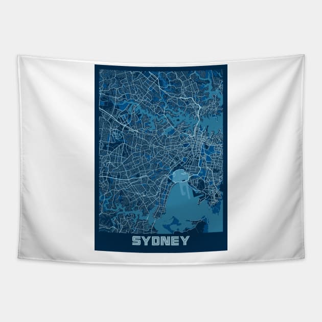 Sydney - Australia Peace City Map Tapestry by tienstencil