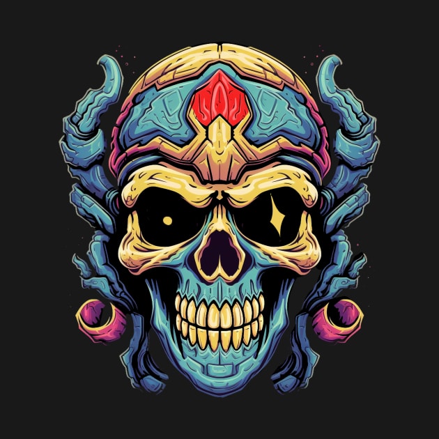 Alien Retro Sci-Fi Monster Skull by TOKEBI