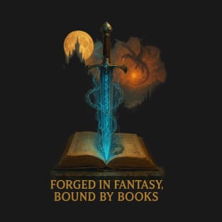Forged in fantasy, bound by books T-Shirt