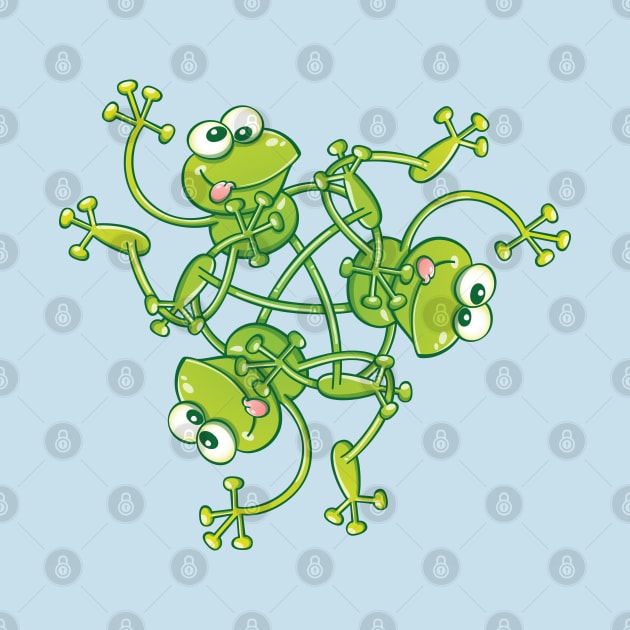 Green frogs having fun in a rotating pattern design by zooco