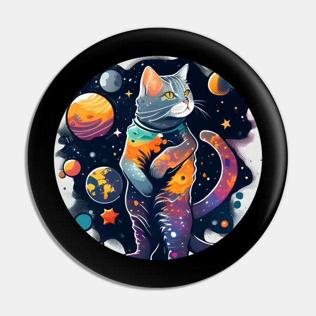 Colorful Cute Cat - Cat Beautiful Moon - Cat Lover Pin by WilliamHoraceBatezell