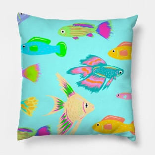 Cute Fishs Kids Cartoon Vector Pattern Seamless Pillow