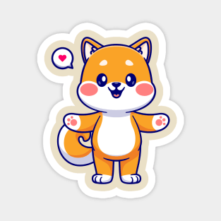 Cute Shiba Inu Dog Hug Cartoon Magnet