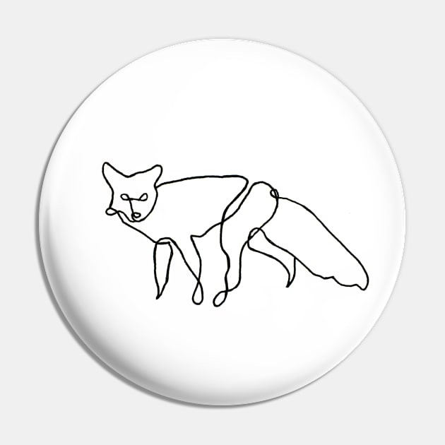 Fox Continuous Line Art Pin by deadlydelicatedesigns