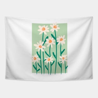 white daisy botanical illustration Tapestry