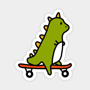 Cartoon Dinosaur Riding A Skateboard Magnet