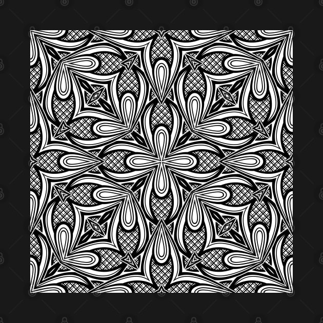 Black and White Seamless Pattern with Mosaic Motif by lissantee