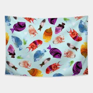 Fish Shaped Flowers Tapestry