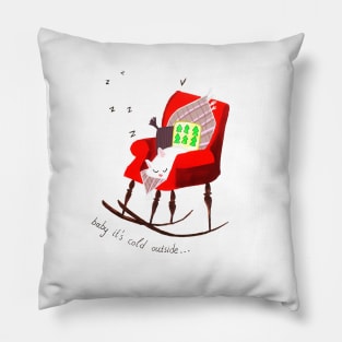 Baby it's cold outside illustration Pillow