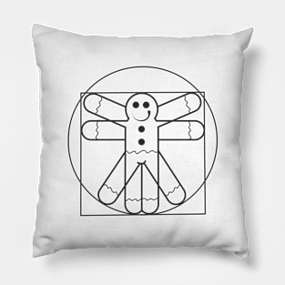 Gingerbread Man Da Vinci (black print) Pillow