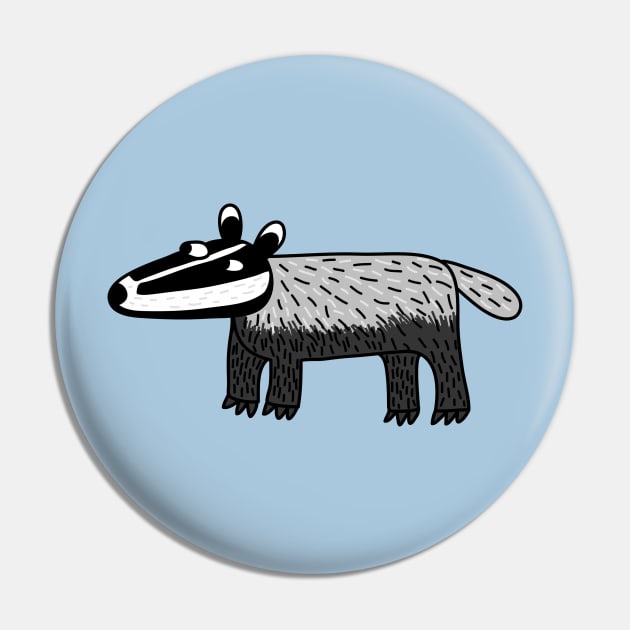 Badger Looking Cool Wildlife Art Pin by NicSquirrell