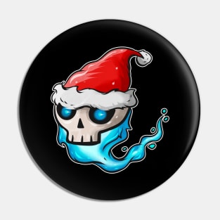 Skull with blue Flame and Santa Hat Christmas Hallowxmas Pin