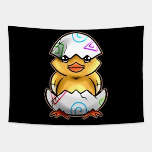 A Chick or Duckling with Eggshell Funny Easter Tapestry