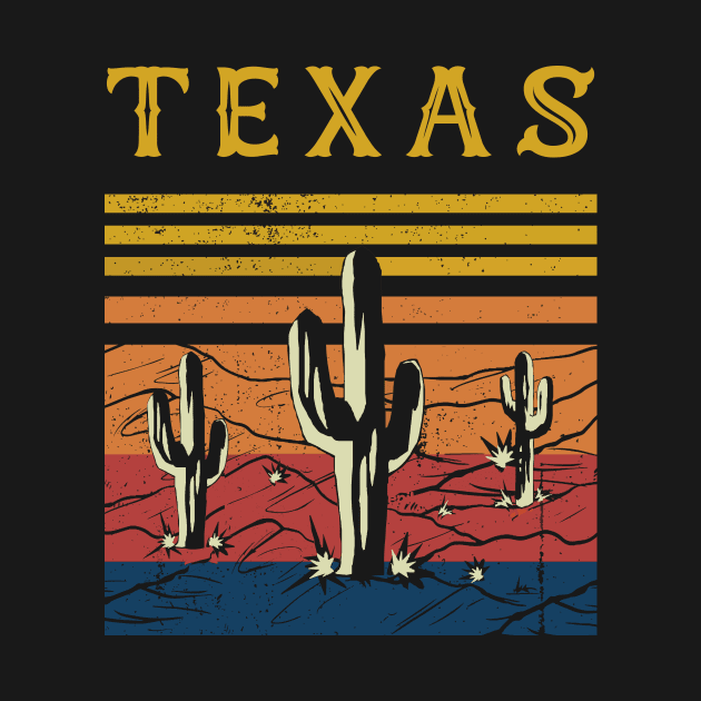 Cactus Vintage Texas Retro Wild Desert Sunset Summer by Dhmsh