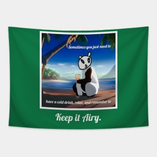 Keep it Airy: Panda relaxing on the beach Tapestry