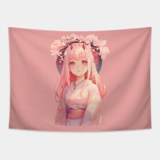 Zero Two Cherry Blossoms Tapestry