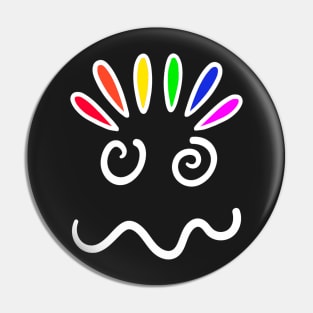 Rainbow hair emoji doodle. Pride day. Pride 2022. LGTBIQ+ emoji face. Pin