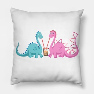 Dinosuars In love Boba Valetines Day vibes Pillow