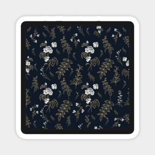 Black Night Flower Design Pattern Magnet