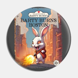 Comic book style fire bunny villain dark humor destruction Pin