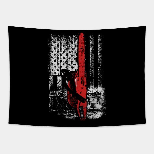 Awesome American Logger Flag Chainsaw Tapestry by QUYNH SOCIU